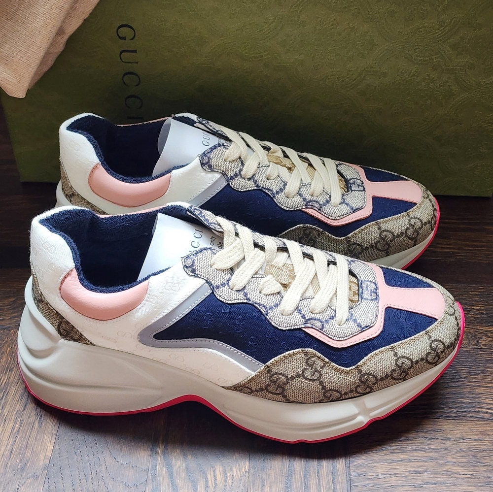 $850 Brand New Gucci GG Rhyton Beige White Pink Sneakers Women G EU 36  US 6 - Picture 4 of 12